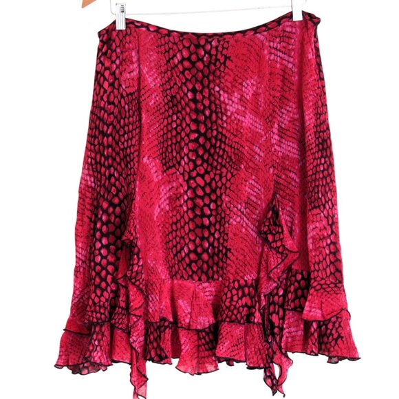 Stonebridge Skirt Sz 16 Pink Black Lined Leopard Animal Print Shark Bite A-Line - Picture 6 of 6